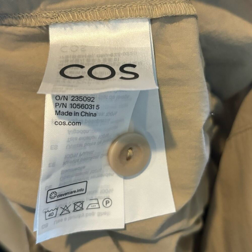 COS Tan Organic Cotton V-neck Short Sleeve Drawstring Waist Utility Jumpsuit XS - Picture 12 of 14